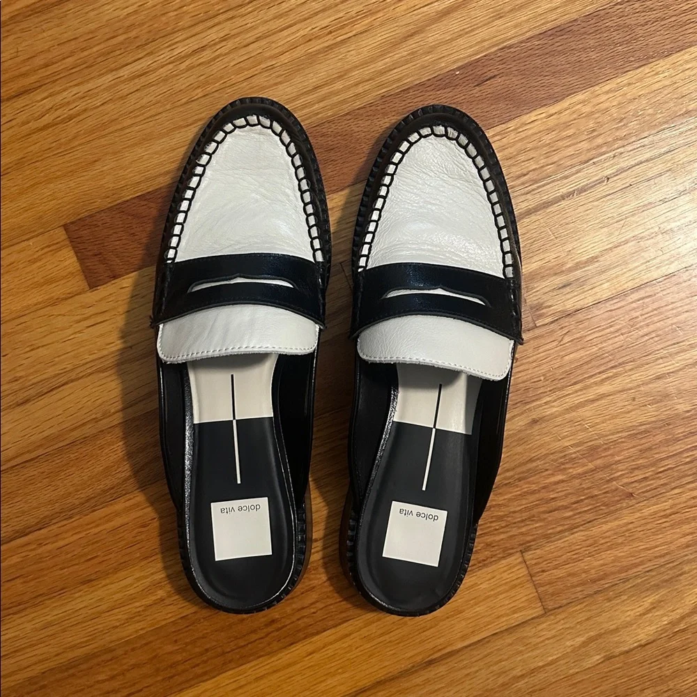Dolce Vita Black and White Mule Loafers Size 9 - Picture 1 of 3